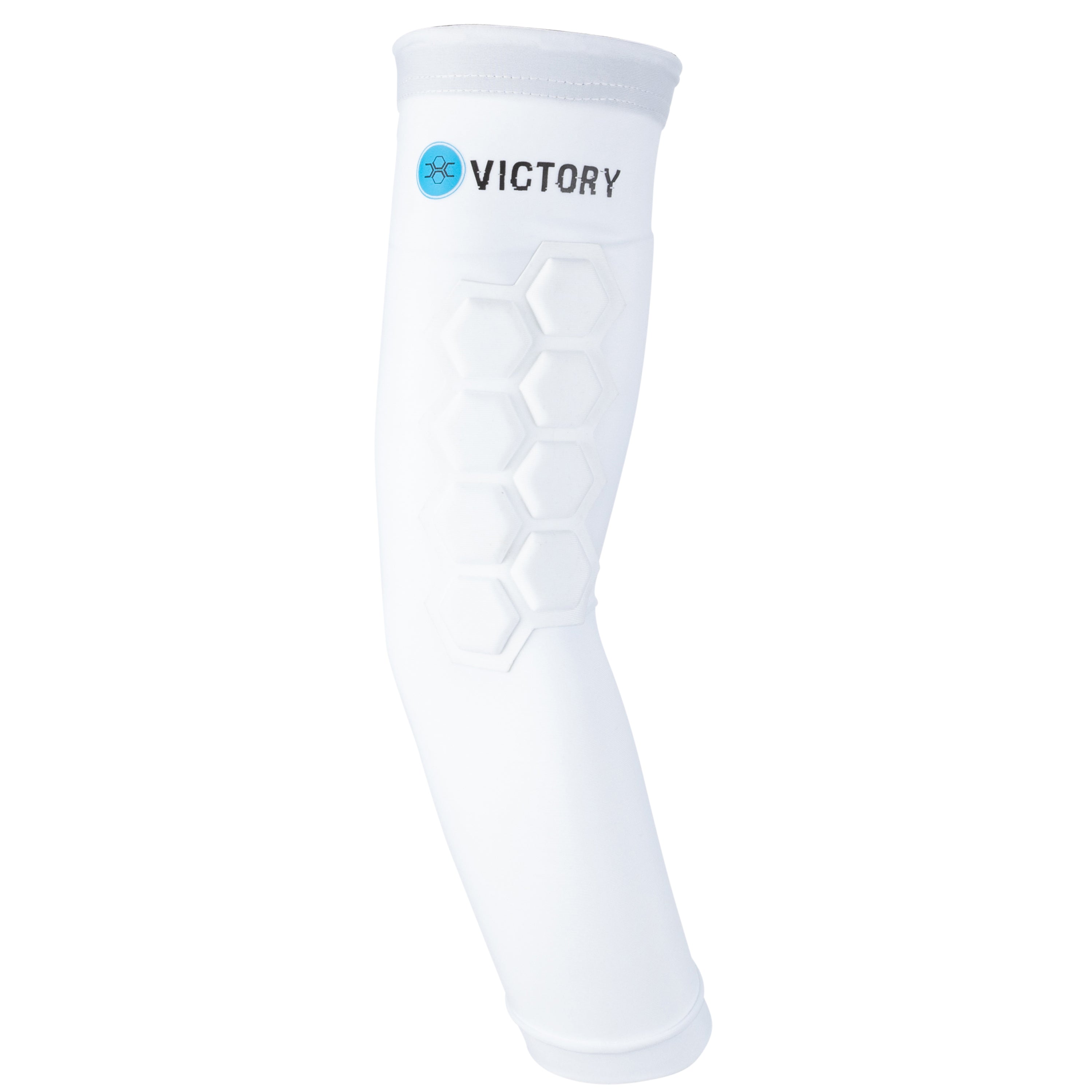 Youth padded elbow sleeve for baseball and softball in white